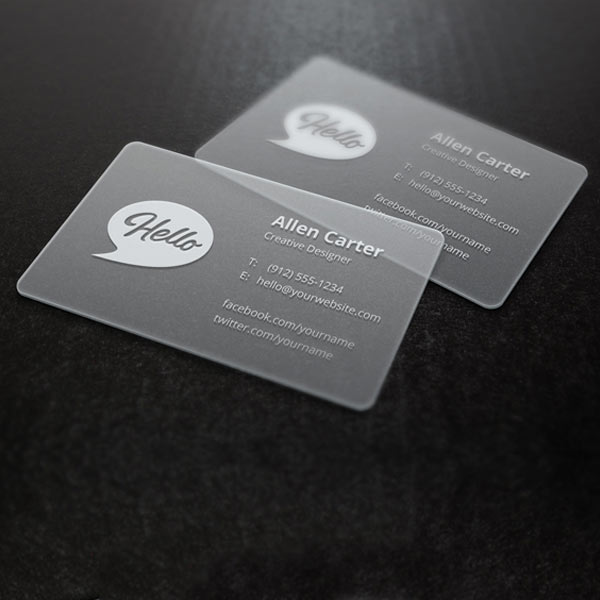 transparent business cards dubai