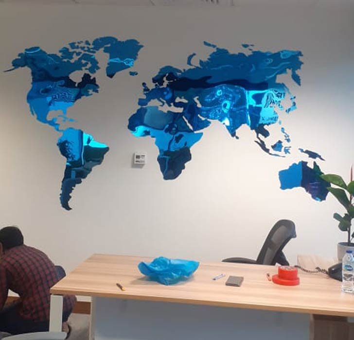 acrylic map of the world