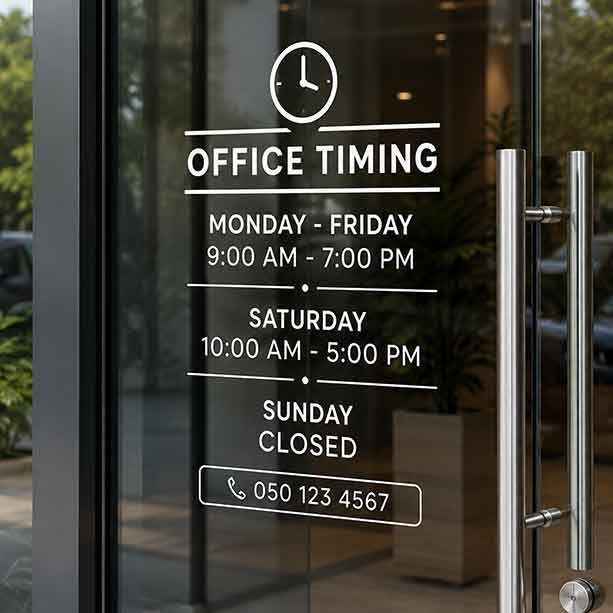 Business Hours Door Stickers